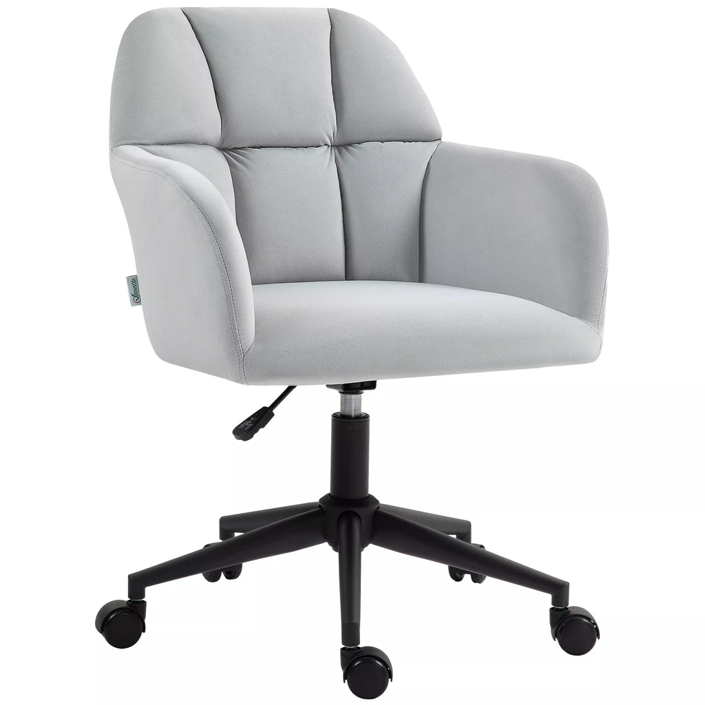 Ergonomiška darbo kėdė, aukščio reguliuojama, pasukama, aksomo išvaizdos, iki 120 kg, šviesiai pilka