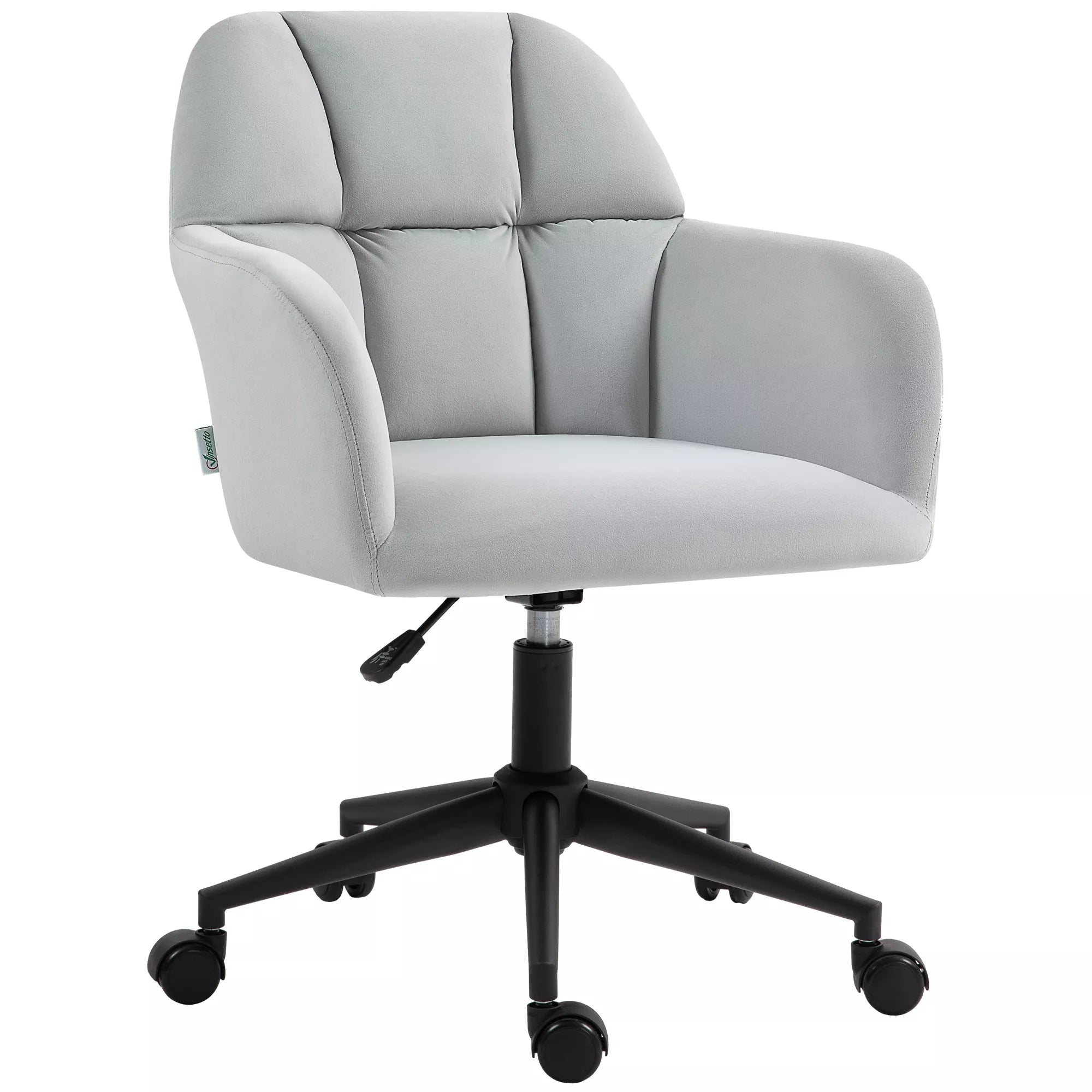 Ergonomiška darbo kėdė, aukščio reguliuojama, pasukama, aksomo išvaizdos, iki 120 kg, šviesiai pilka