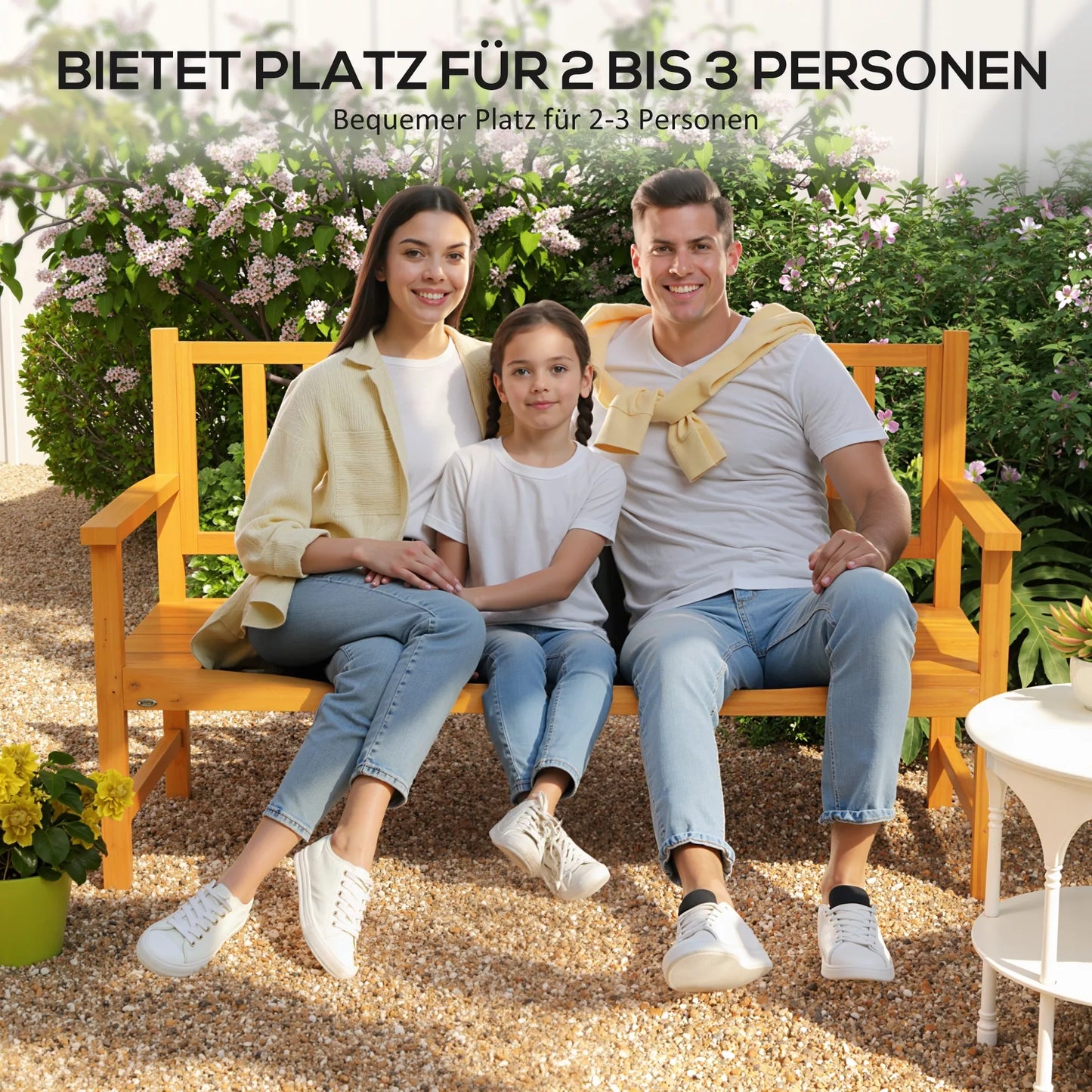 Medinis lauko suolas su atlenkiamu staliuku, pušis, 153x56x91 cm