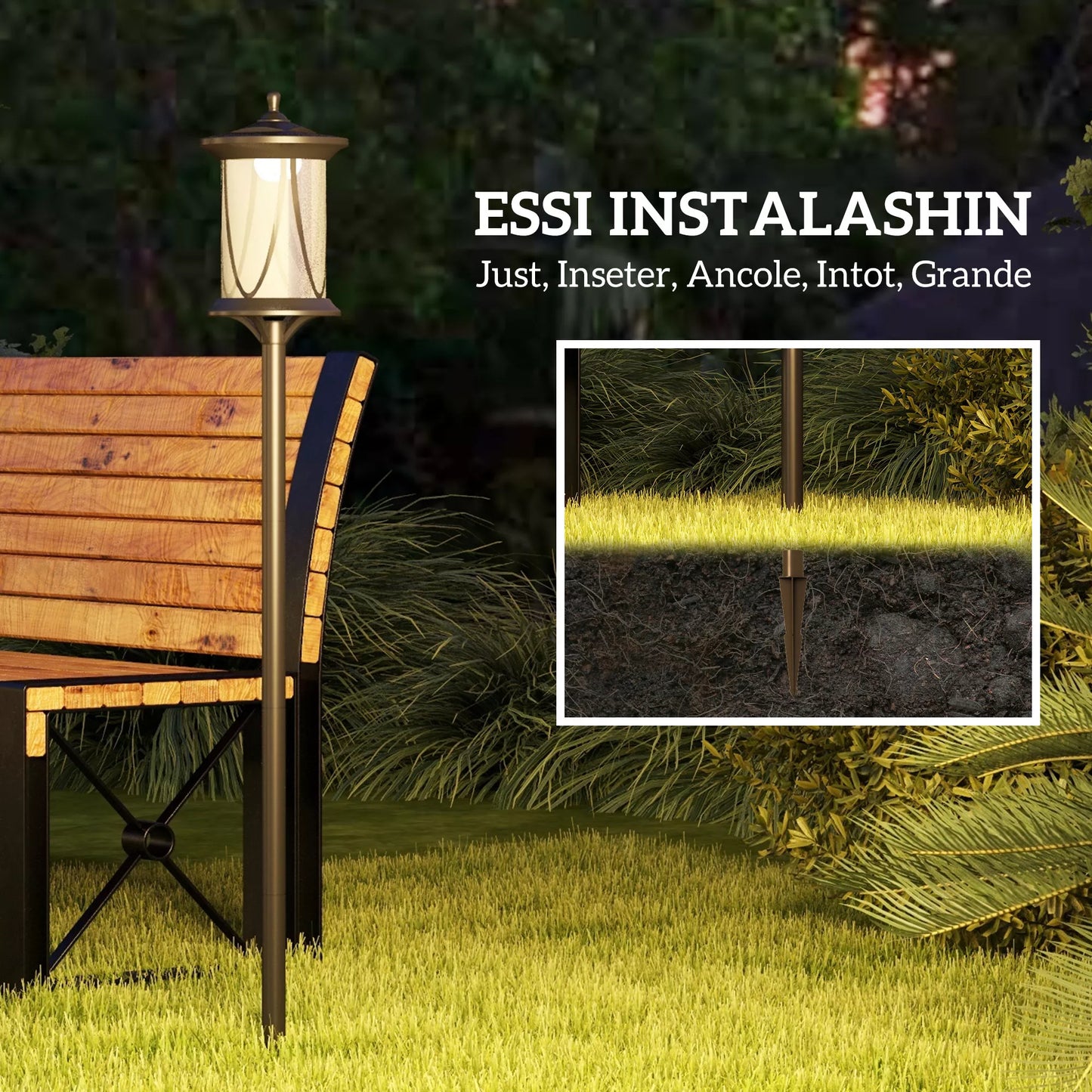 Saulės lauko šviestuvas, LED, automatinis veikimas, atsparus oro sąlygoms, 6 val. veikimo laikas, 17P x 17G x 127A cm, juodas