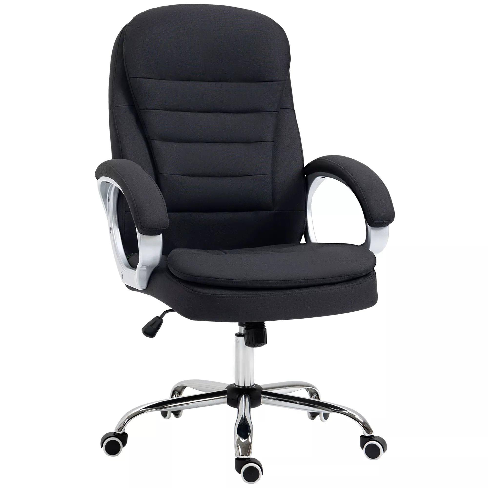 Biuro kėdė Darbo kėdė Rašomojo stalo kėdė Sukiojama kėdė 360° Ergonomiška Sūpynės funkcija Reguliuojamas aukštis Juoda Linas 64 x 75 x 111-121 cm