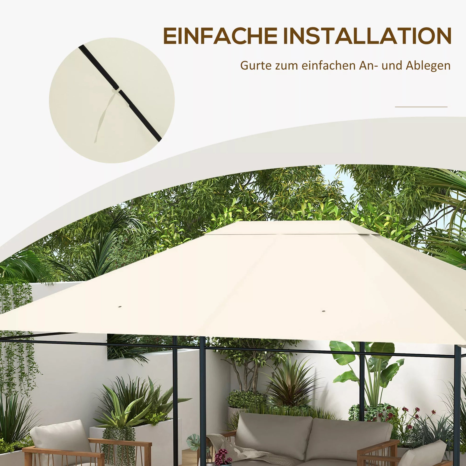 Pavilion paviljono atsarginis stogas, atsparus atmosferos poveikiui, 397 x 297 cm, kreminės spalvos