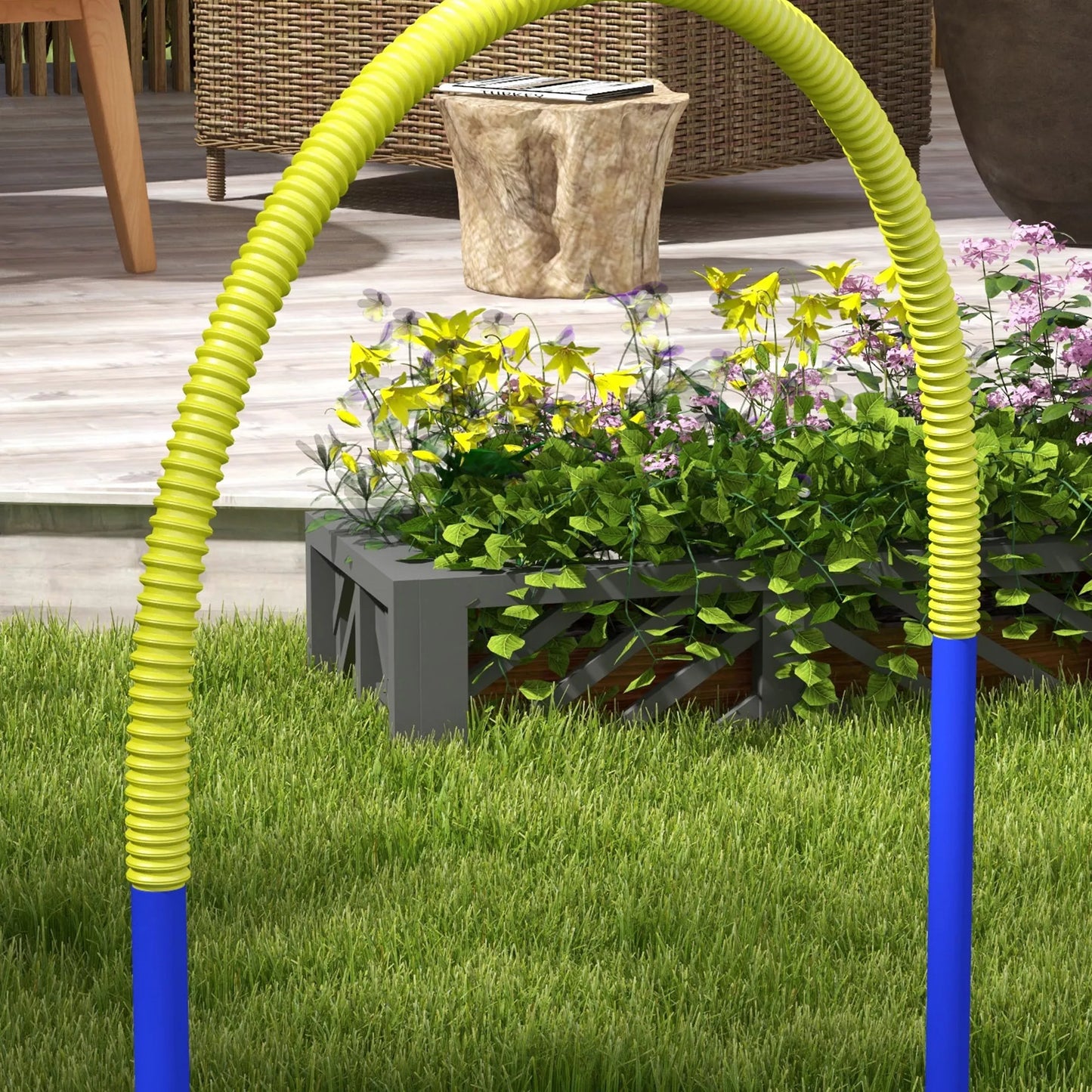 Agility rinkinys šunims, šunų dresūrai, 4 lankai, pradedantiesiems, su nešiojimo krepšiu, mėlynas+geltonas, 88 x 64 x 95cm