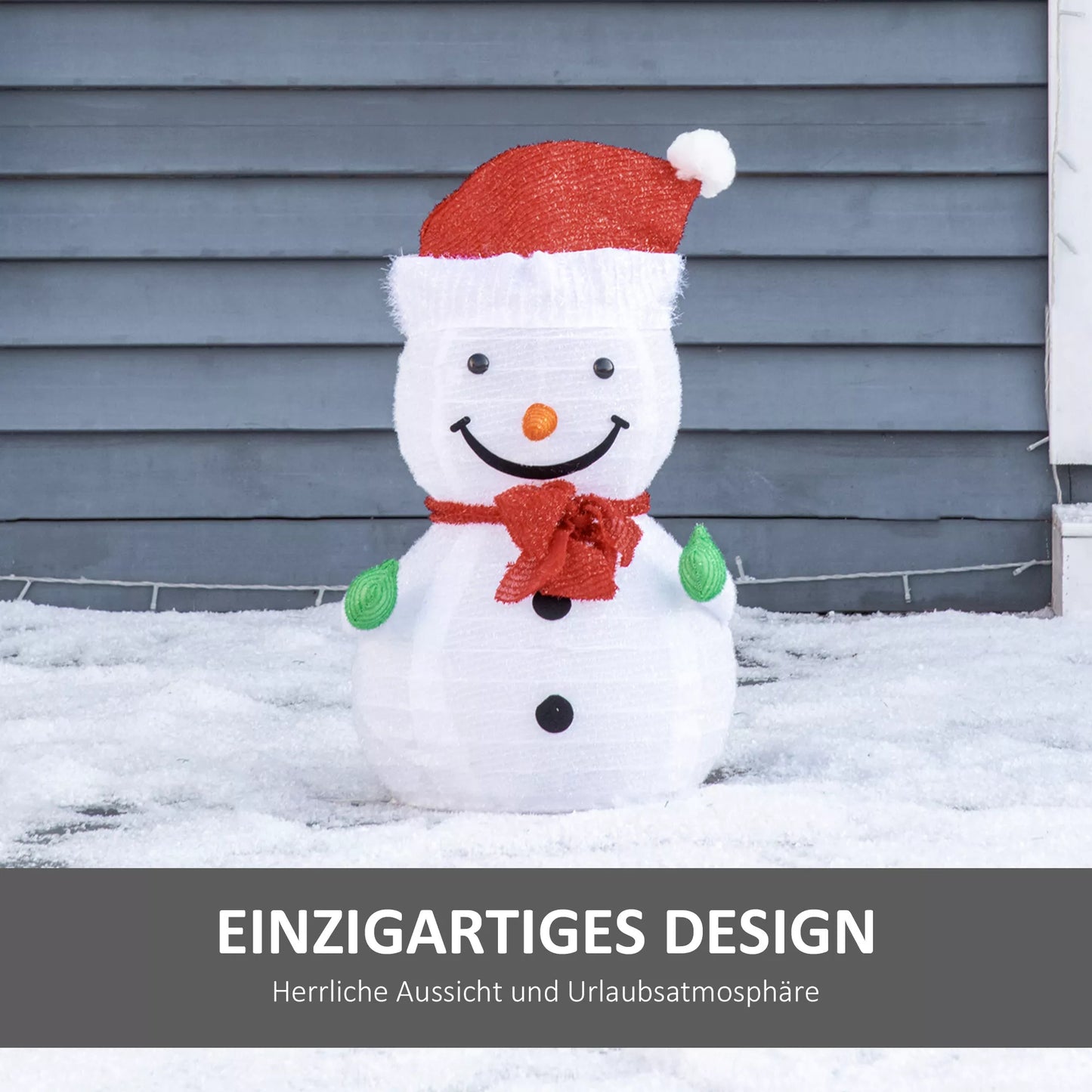 Outsunny Kalėdinė dekoracija Sniego senis laukui. Kalėdinė puošmena su LED apšvietimu, įsk. LED, 30 cm x 30 cm x 51 cm, Raudona+Balta