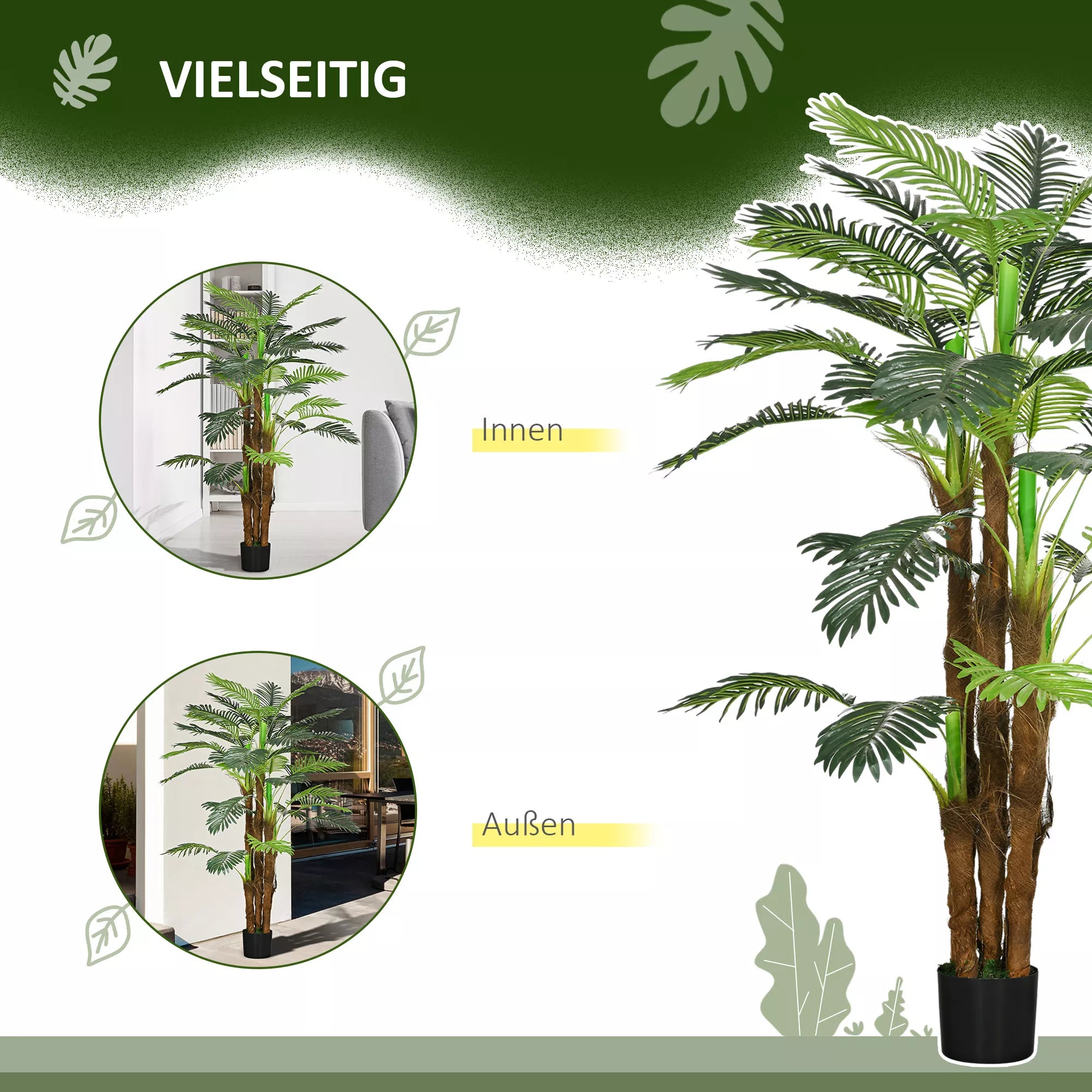 Dirbtinė palmė, 1,6 m, žalia