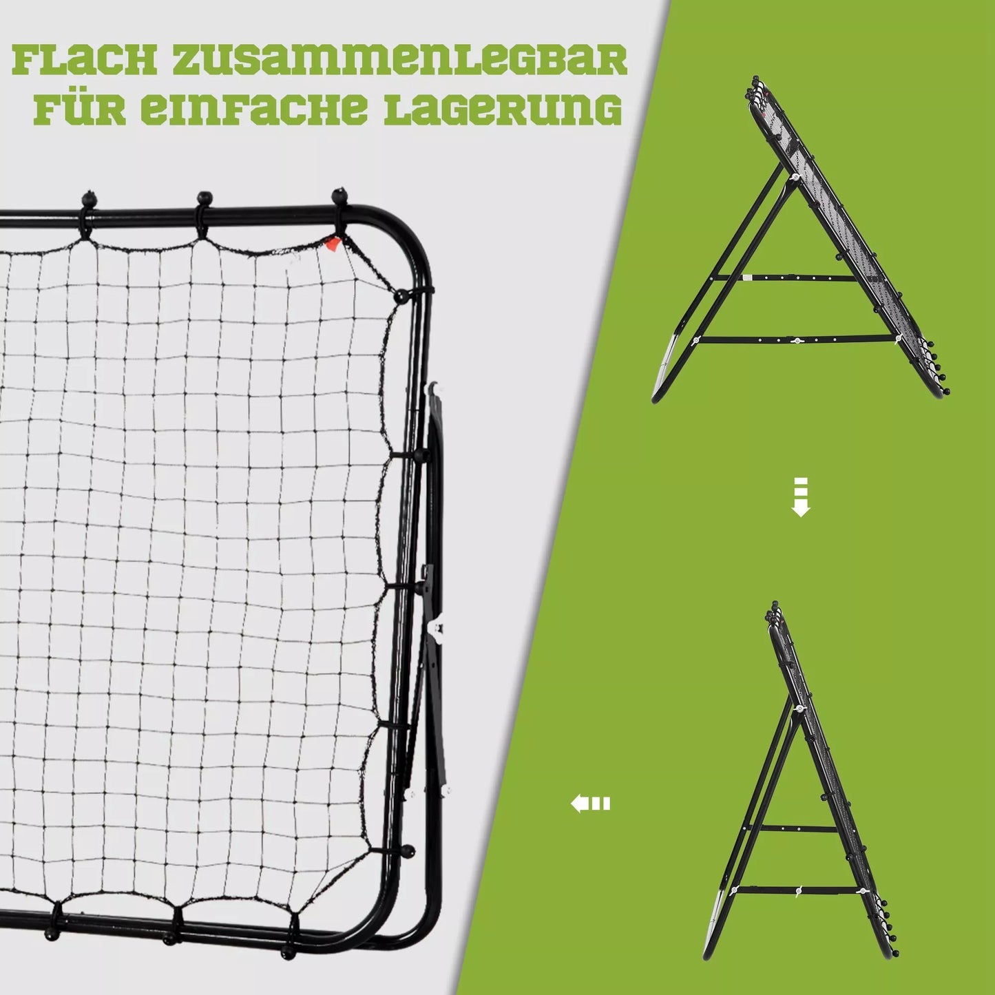 Futbolo atmušėjas, 84 x 84 cm Futbolo atmušimo lenta su laipsniškai reguliuojamu kampu, „Kickback“ atšokimo siena futbolo treniruotėms jaunimui, šaudymo, perdavimo ir kamuolio priėmimo pratybos, juoda