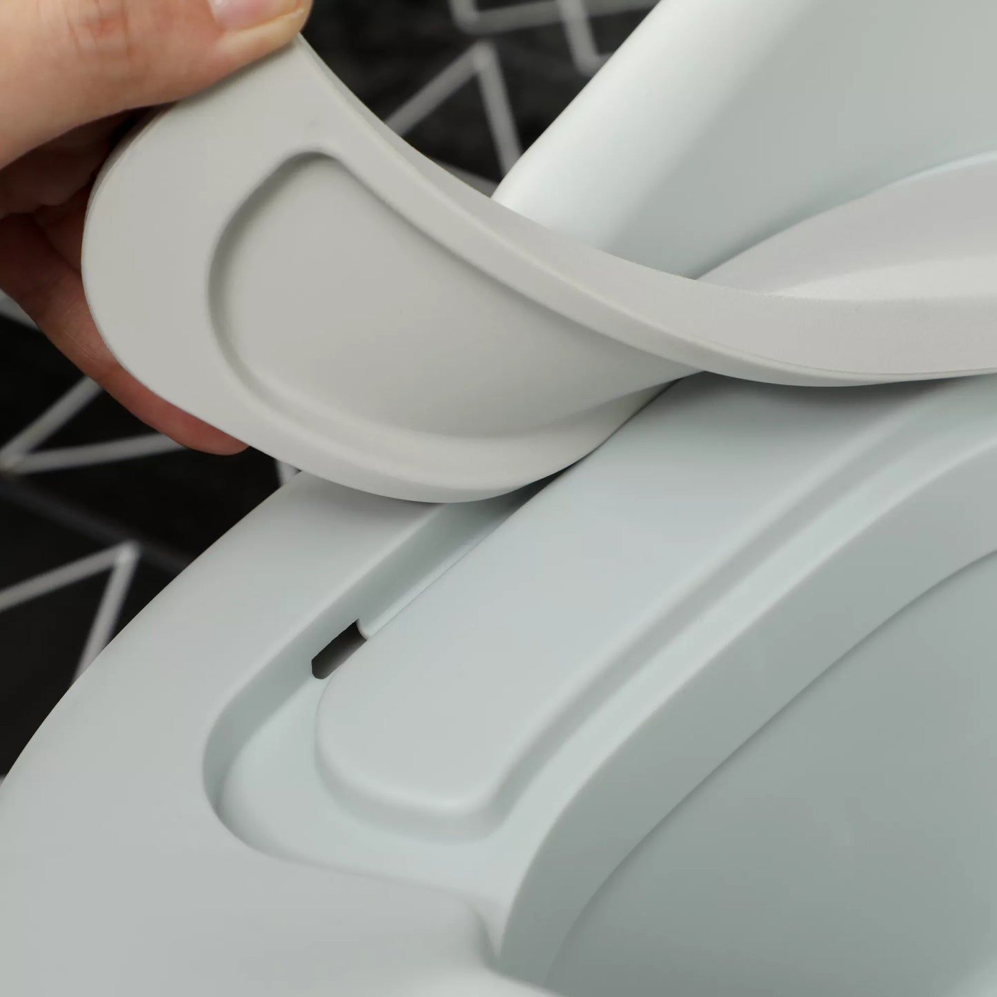 Vaikiškas puodukas, 3-in-1, nuimamas priedas, dirbtinės odos sėdynės paminkštinimas, maks. 50 kg, Pilka