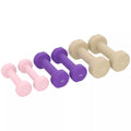 Hantelių rinkinys 6 vnt. su dėklu, 0,5–1,5 kg, rožinė/violetinė/ruda