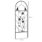 2 vnt. metalinių grotelių rinkinys su paukščių ir klevo ornamentais, skirtas sodui ir terasai, juodos spalvos, 38 x 98 cm