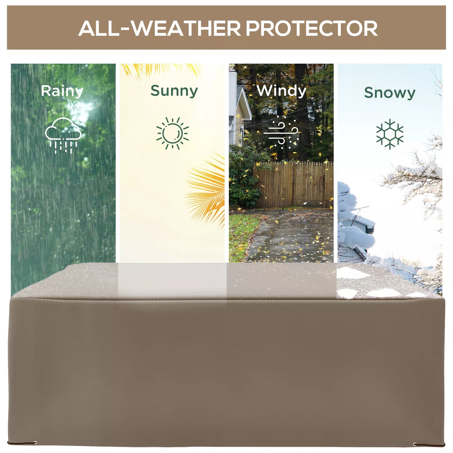 Apsauginis uždangalas sodo baldams, oxford audinys, žiemai pritaikytas 275x205x90 cm, smėlio