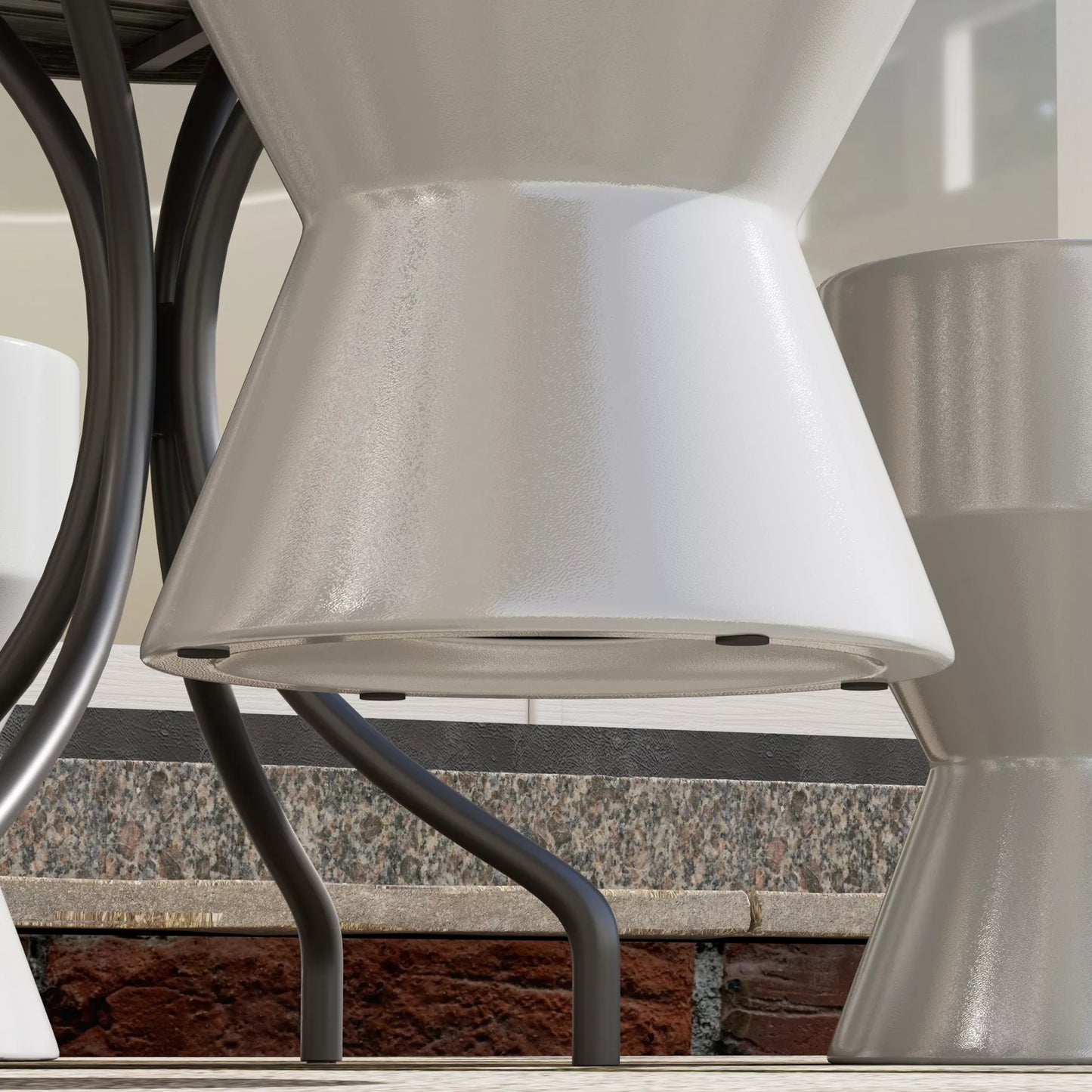 Keraminis sėdmaišis, atlaikantis 120 kg, Ø33 x 45,5 cm, atsparus oro sąlygoms, sodo pufas smėlio laikrodžio formos, šviesiai pilkas