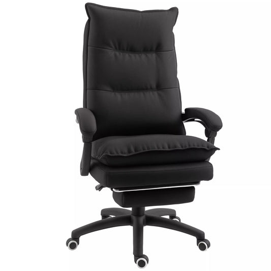 Ergonomiška biuro kėdė su masažo funkcija, su atlošo reguliavimo ir pasukimo funkcija, su kojų atrama, juoda.