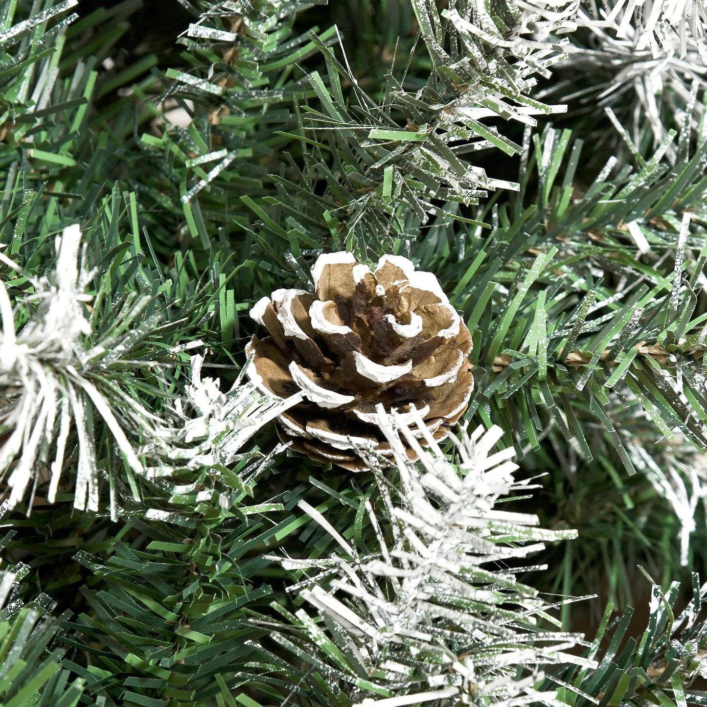 Dirbtinė Kalėdų eglutė, 800 šakų, 61 kankorėžis, su sniego efektu, atspari ugniai, 180 cm