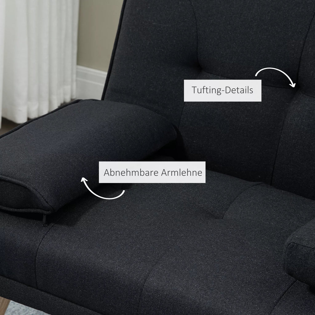 Sofa-lova su reguliojamu atlošu ir staliuku, 181 cm, pilka