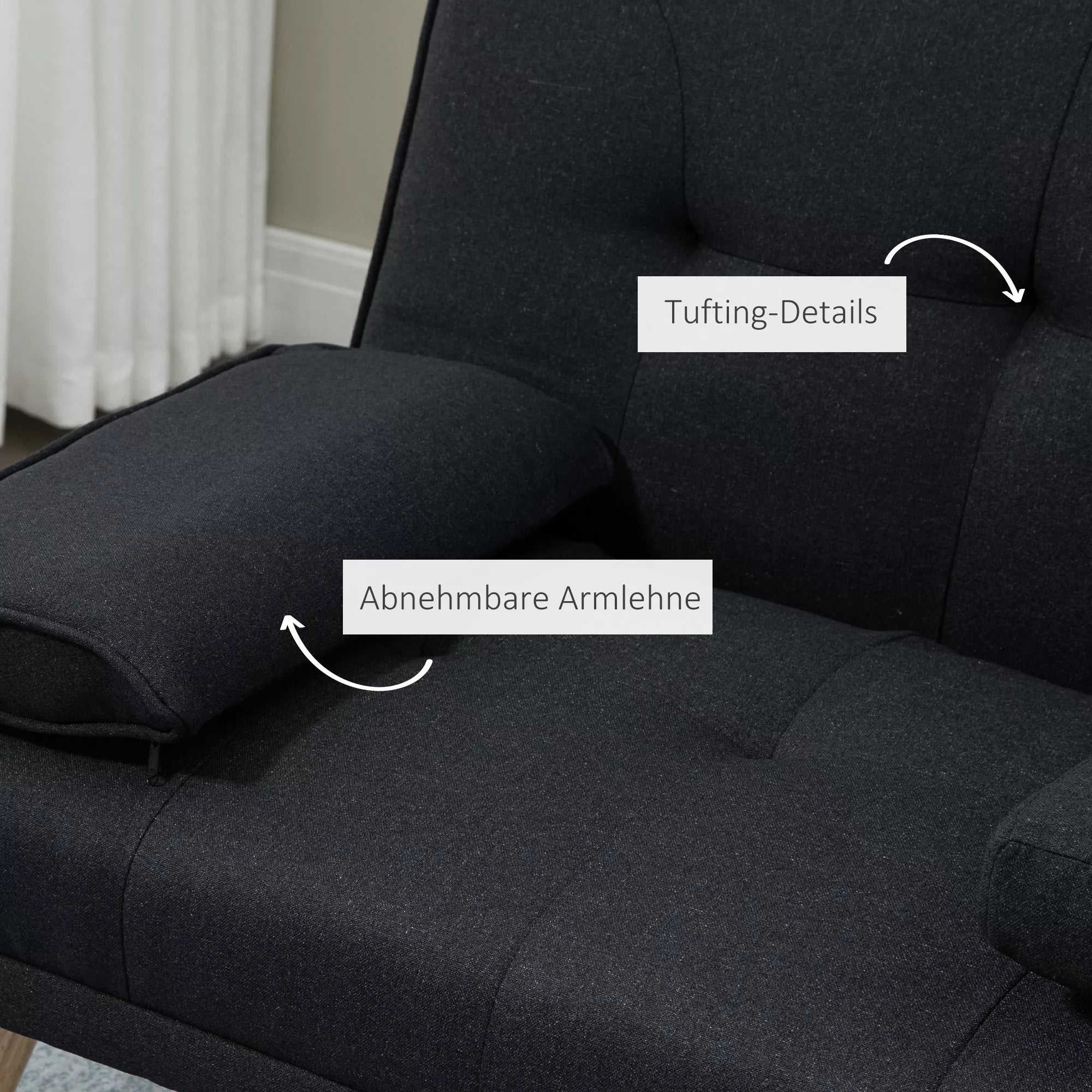 Sofa-lova su reguliojamu atlošu ir staliuku, 181 cm, pilka