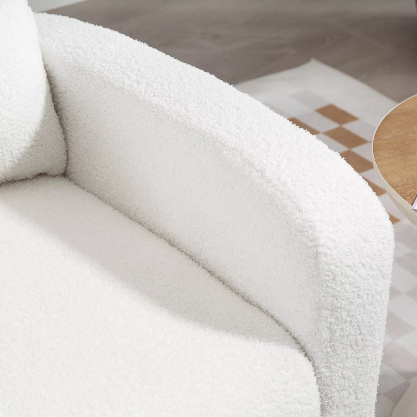 Modernus fotelis su porankiais, minkštas fotelis su kaučiukmedžio kojelėmis, juosmens pagalvėlė, svetainei, miegamajam, biurui, Balta