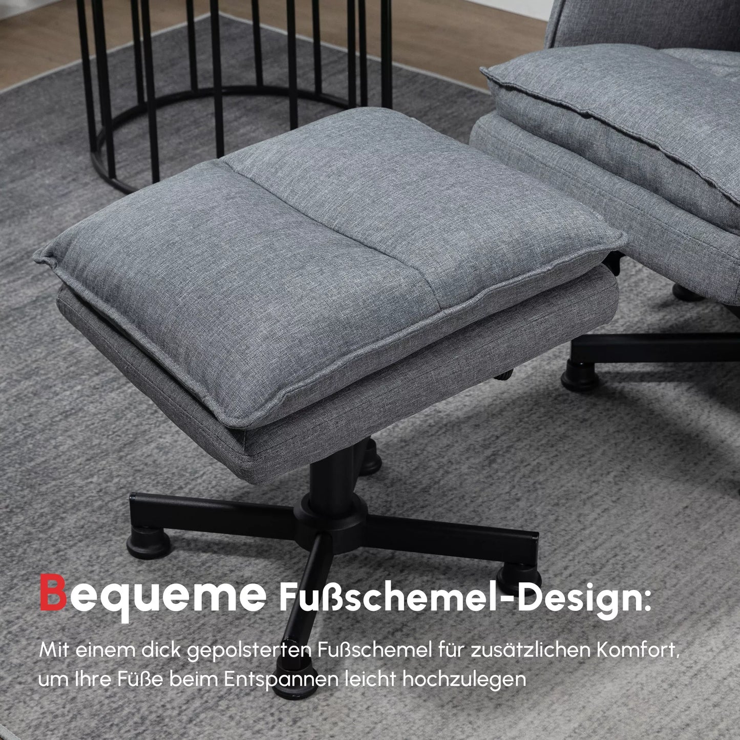 Masažinis biuro krėslas su pėdų atrama, 8 vibracinės galvutės, 1 nuotolinio valdymo pultelis, 1 šoninė kišenė, Pilkas