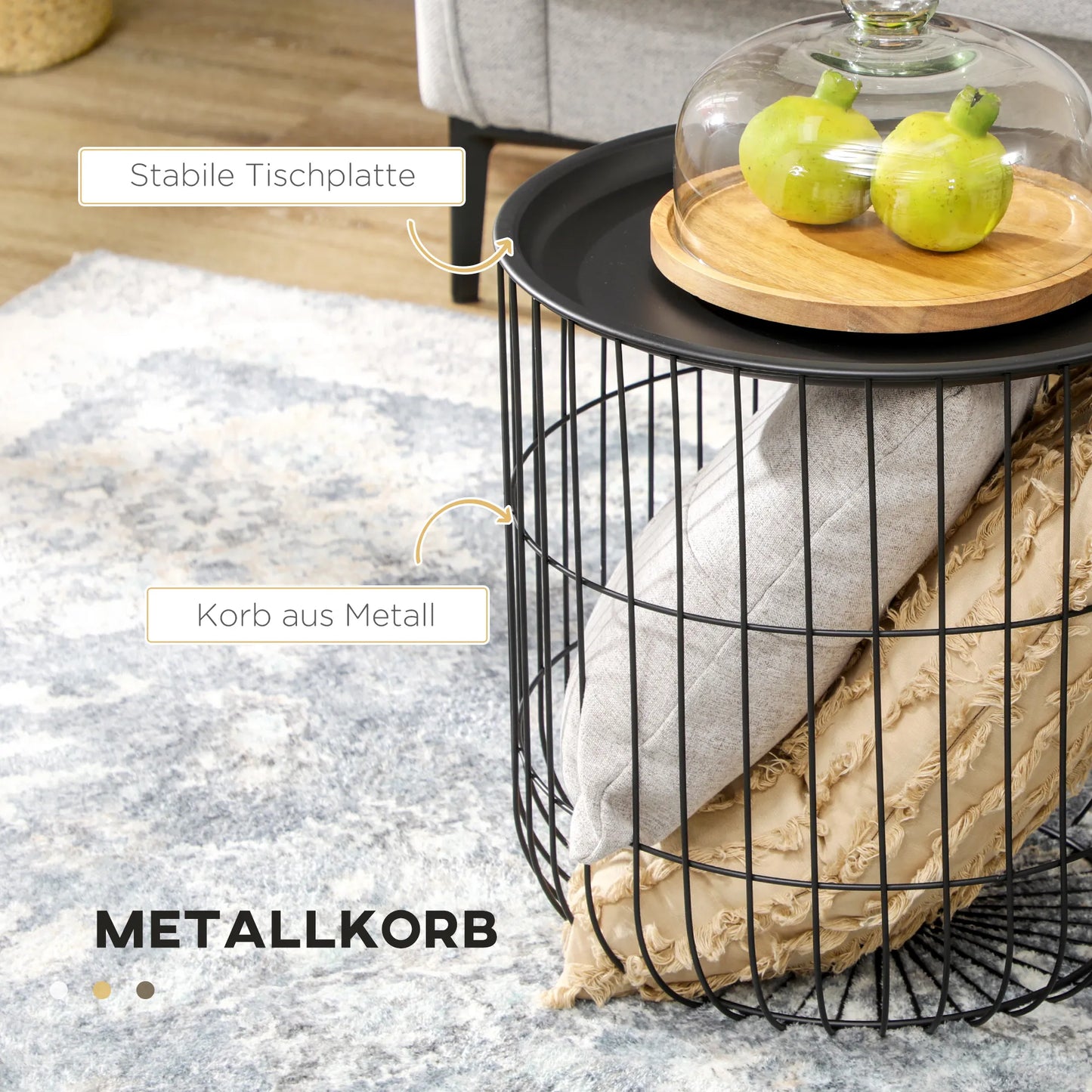 2 vnt. komplektas sudedamų juodų pagalbinių staliukų skandinaviško dizaino su daiktų laikymo vieta