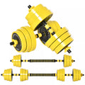 Hantelių ir štangos rinkinys, 25 kg, 3-in-1, geltonas ir juodas
