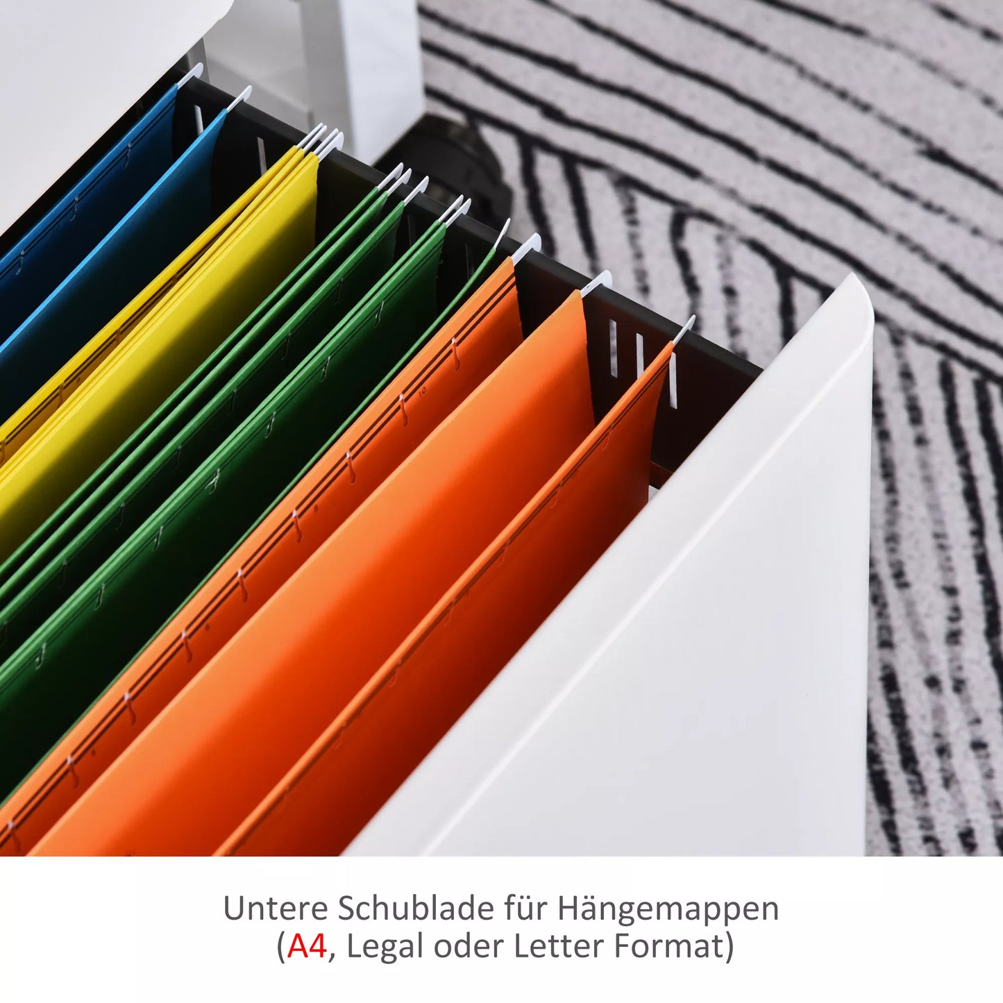 Failų spinta, mobilus stalčių blokas, 3 stalčiai ir pakabinamos segtuvų sistemos, užraktas, plieninė korpusas, 39x48x59 cm, balta+pilka