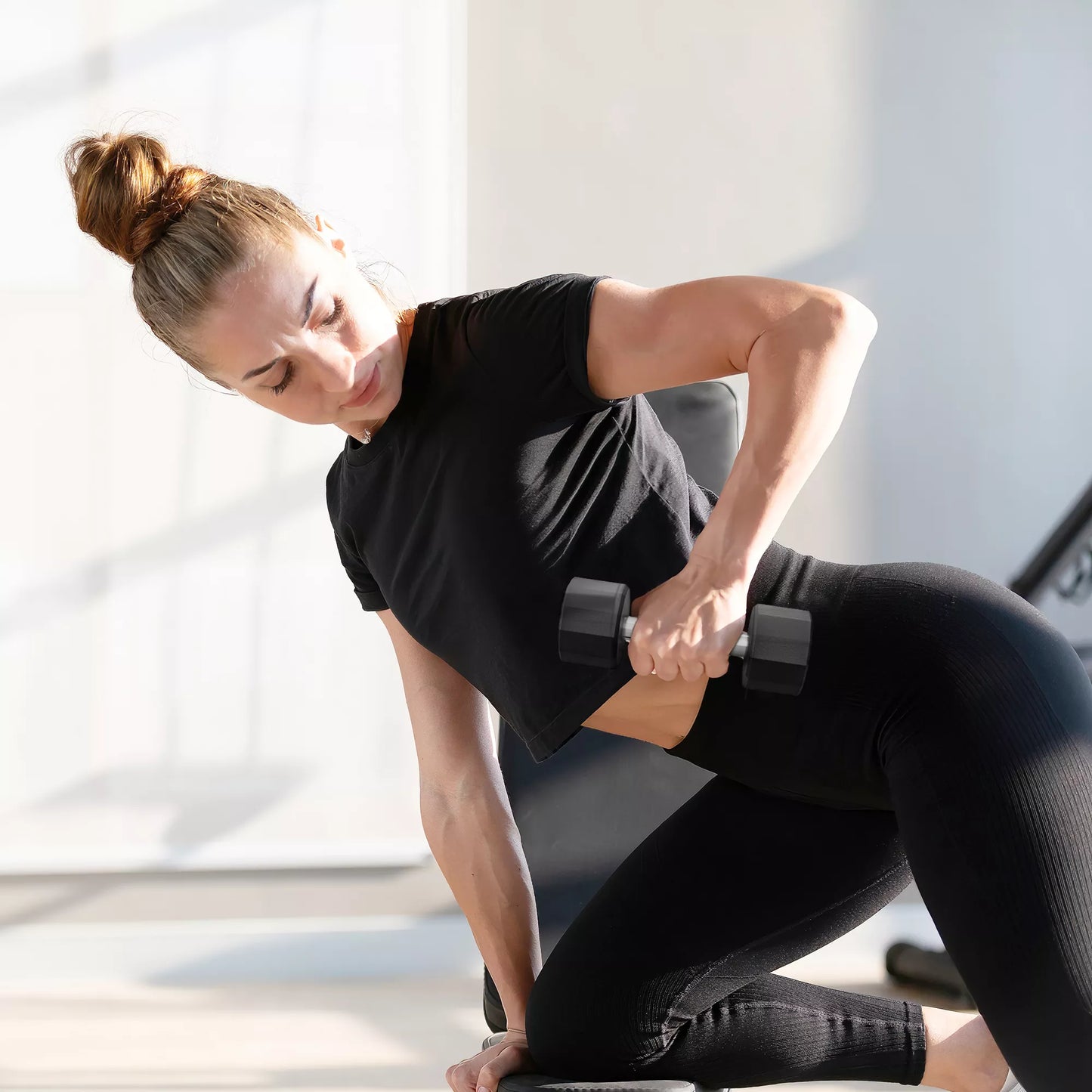 SPORTNOW Hantelių rinkinys 2 x 5kg, ne-riedančios, neslystanti rankena, guminė danga, metalo šerdis, juoda