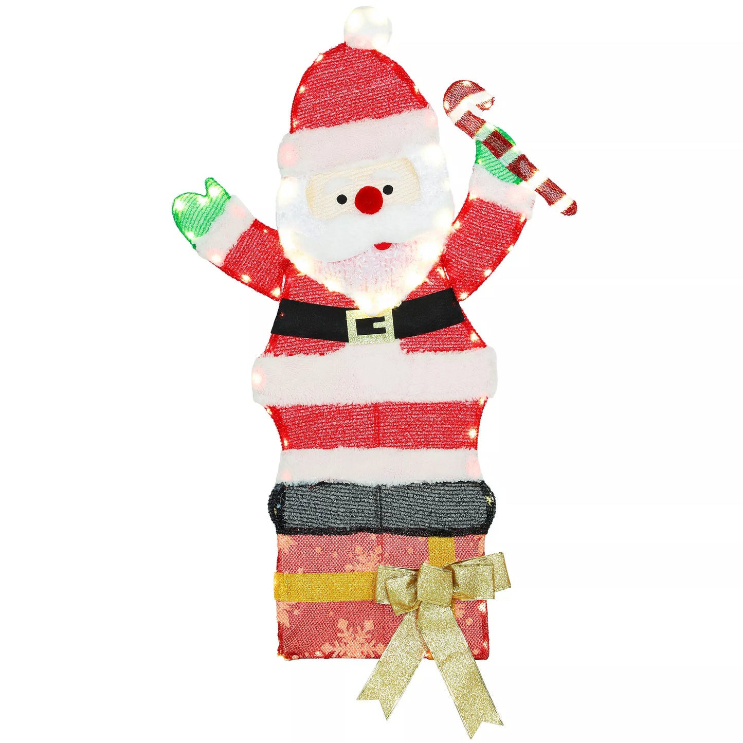 97 LED kalėdinė puošmena, Kalėdų Senelis šiltai balta spalva, plieninis rėmas, daugiaspalvis