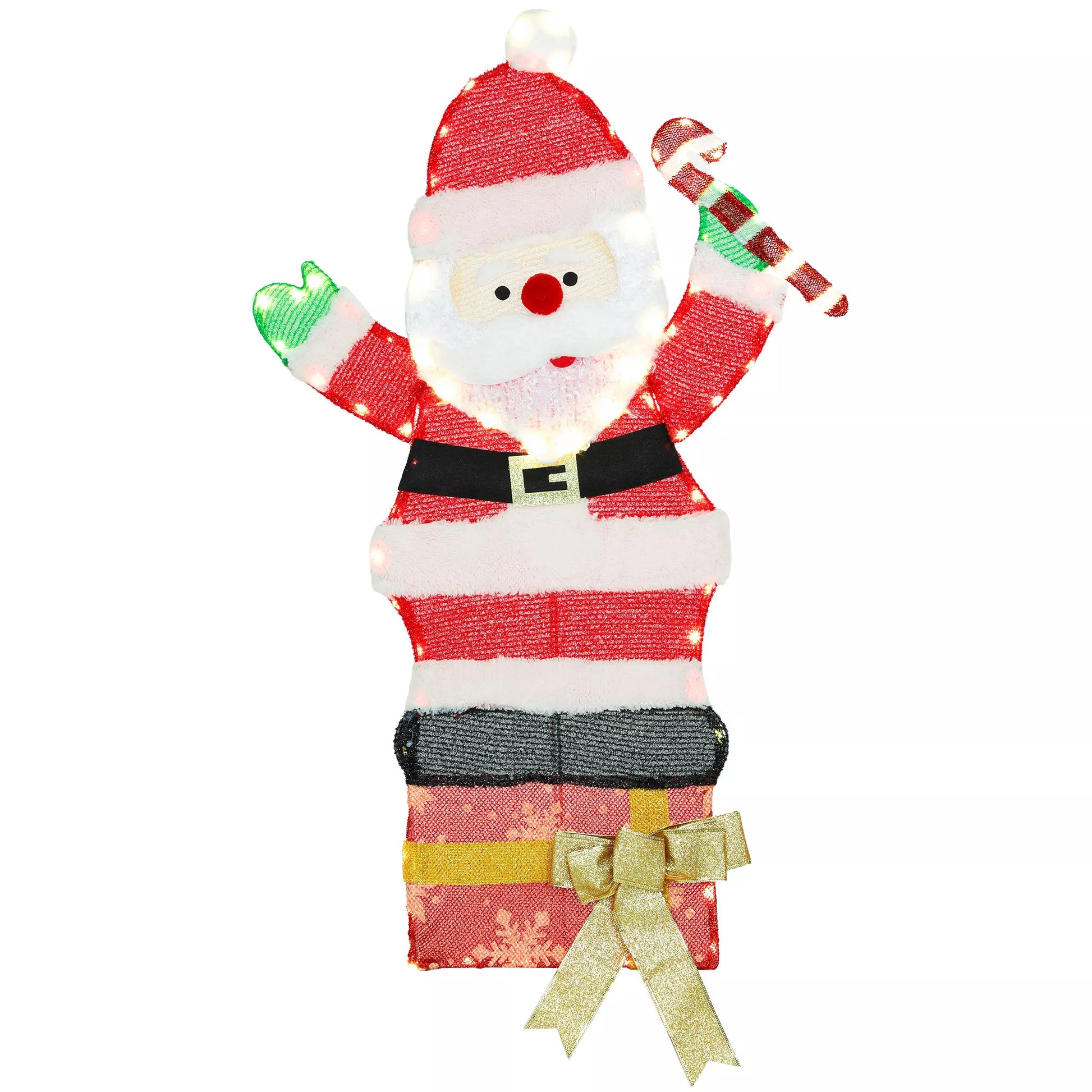 97 LED kalėdinė puošmena, Kalėdų Senelis šiltai balta spalva, plieninis rėmas, daugiaspalvis