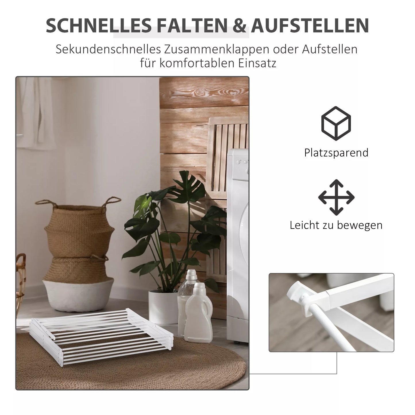 Sulankstomas skalbinių džiovintuvas 8 pakopų džiovintuvas Bokštinis džiovintuvas Bokštinis skalbinių džiovintuvas Džiovintuvas Metalo Plastiko Balto 74 x 35 x 144 cm