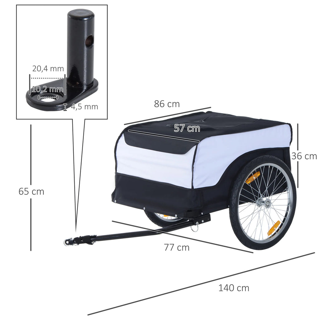 Dviračių priekabos Krovinių priekabos Maksimali apkrova 40 kg Transporto priekabos Rankinės vežimėliai Krovinių dviračių priekabos Balta+Juoda Plienas Oxford 140 x 77 x 65 cm