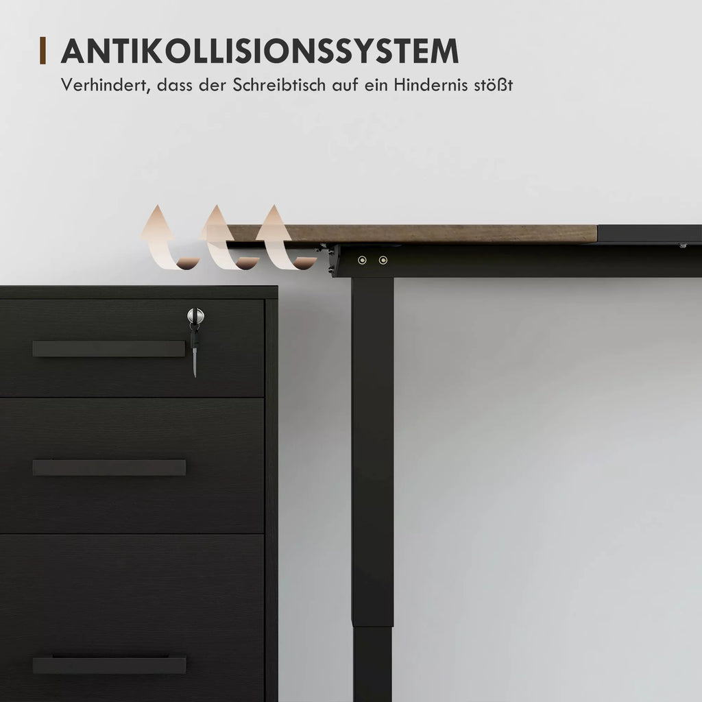 Aukščio reguliuojamas stalas Elektrinis 140 x 70 cm Kompiuterio stalas su 4 atminties valdymo funkcijomis, 4 dalių stalviršis, stovimojo-sėdimojo stalo su apsauga nuo susidūrimo, apsauga nuo perkaitimo Juodas