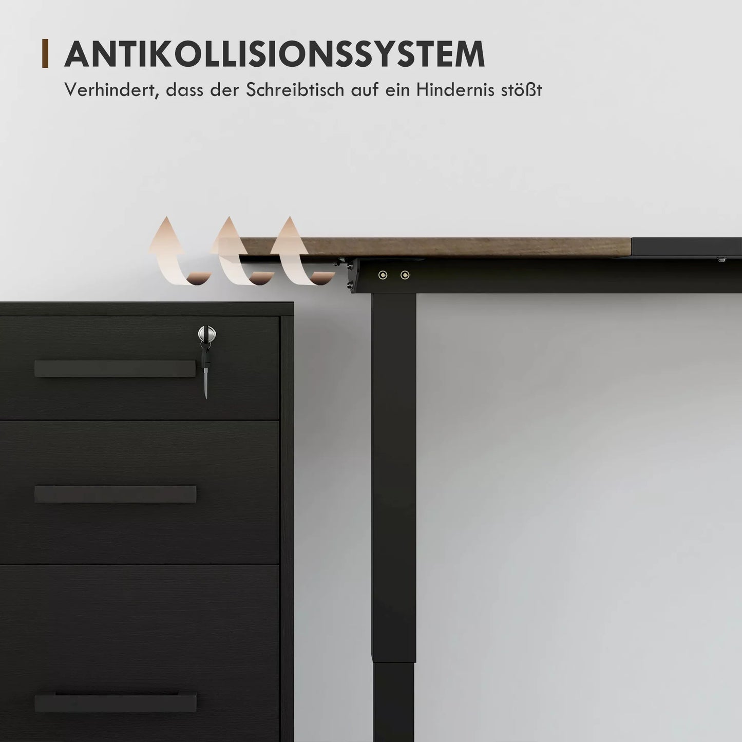 Elektrinis aukščio reguliavimo stalas 140 x 70 cm, 4 atminties nustatymai, 4 dalių stalviršis, stovimo-sėdėjimo stalas su anti-kolizijos funkcija, apsauga nuo perkaitimo, juodas