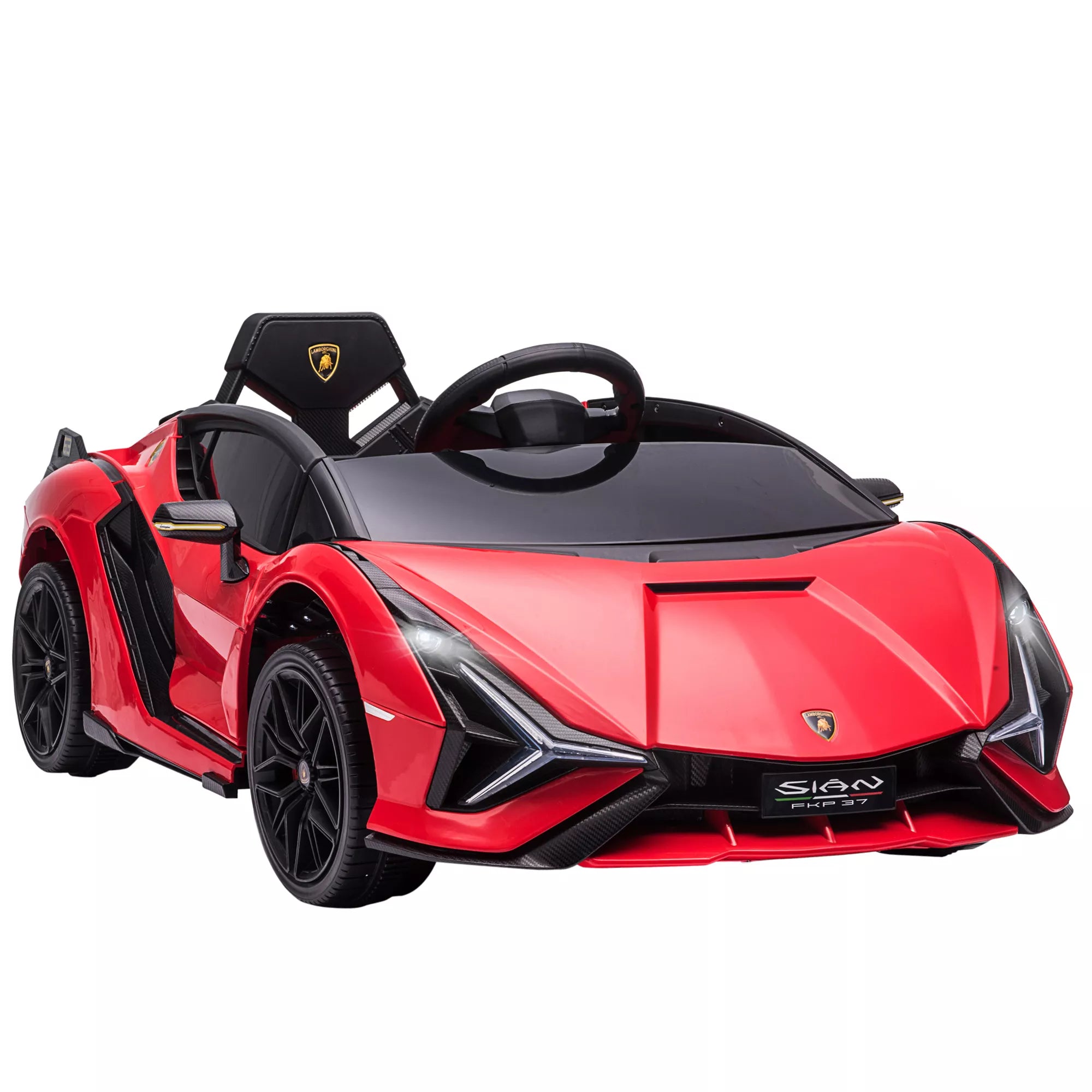 Vaikų transporto priemonė 12 V 2 važiavimo režimai Lamborghini SIAN SUV automobilio žaislas Elektrinis automobilis su nuotolinio valdymo pultu Muzika (MP3/USB) Apšvietimas 37–60 mėnesių Metalo Raudona 108 x 62 x 40 cm