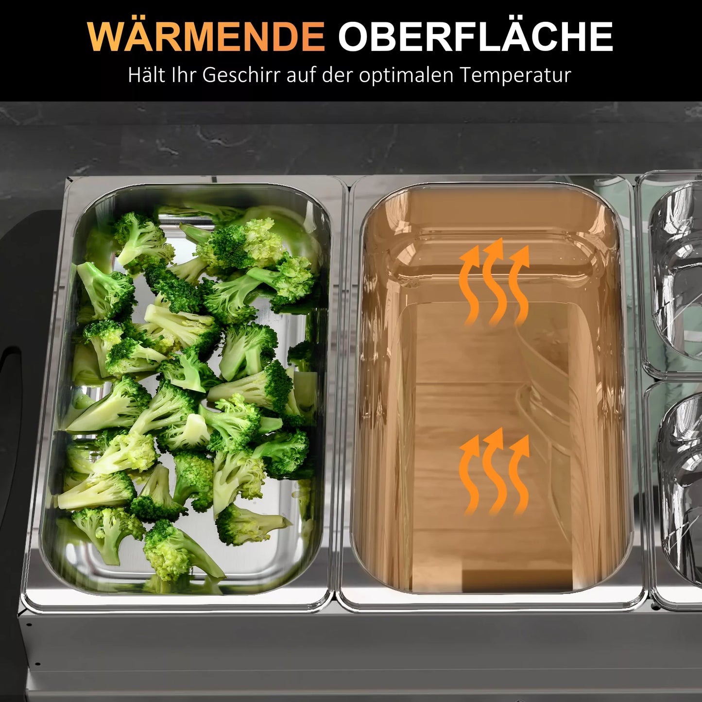 2-in-1 maisto šildytuvas 6,8 l šildymo plokštė 300 vatų nerūdijančio plieno maisto šildytuvas sidabrinis