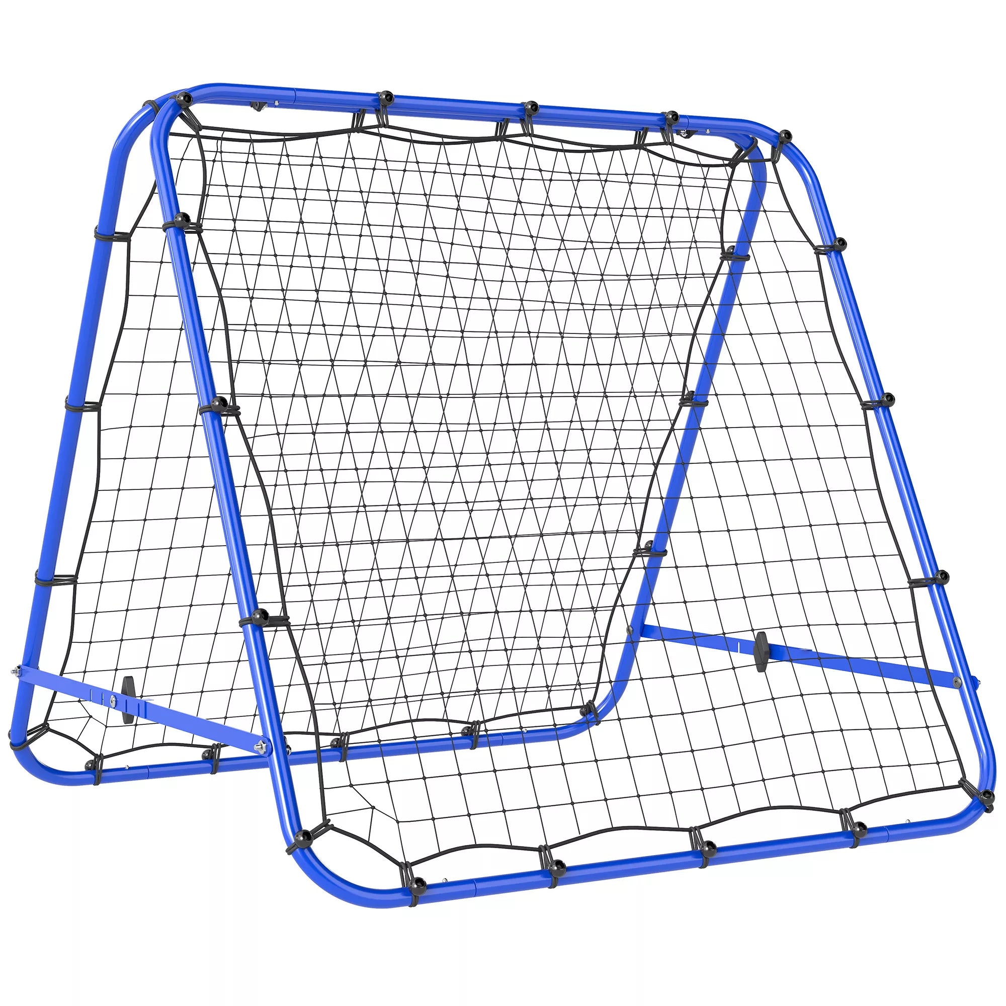Dvigubas atmušėjas futbolui, reguliuojama atmušimo sienelė su 5 kampinėmis pozicijomis, tinklinis atmušėjas, 100 x 68-95cm atmušimo vartai jaunimui, atmušimo sienelė rankinio treniruotėms, mėlynas