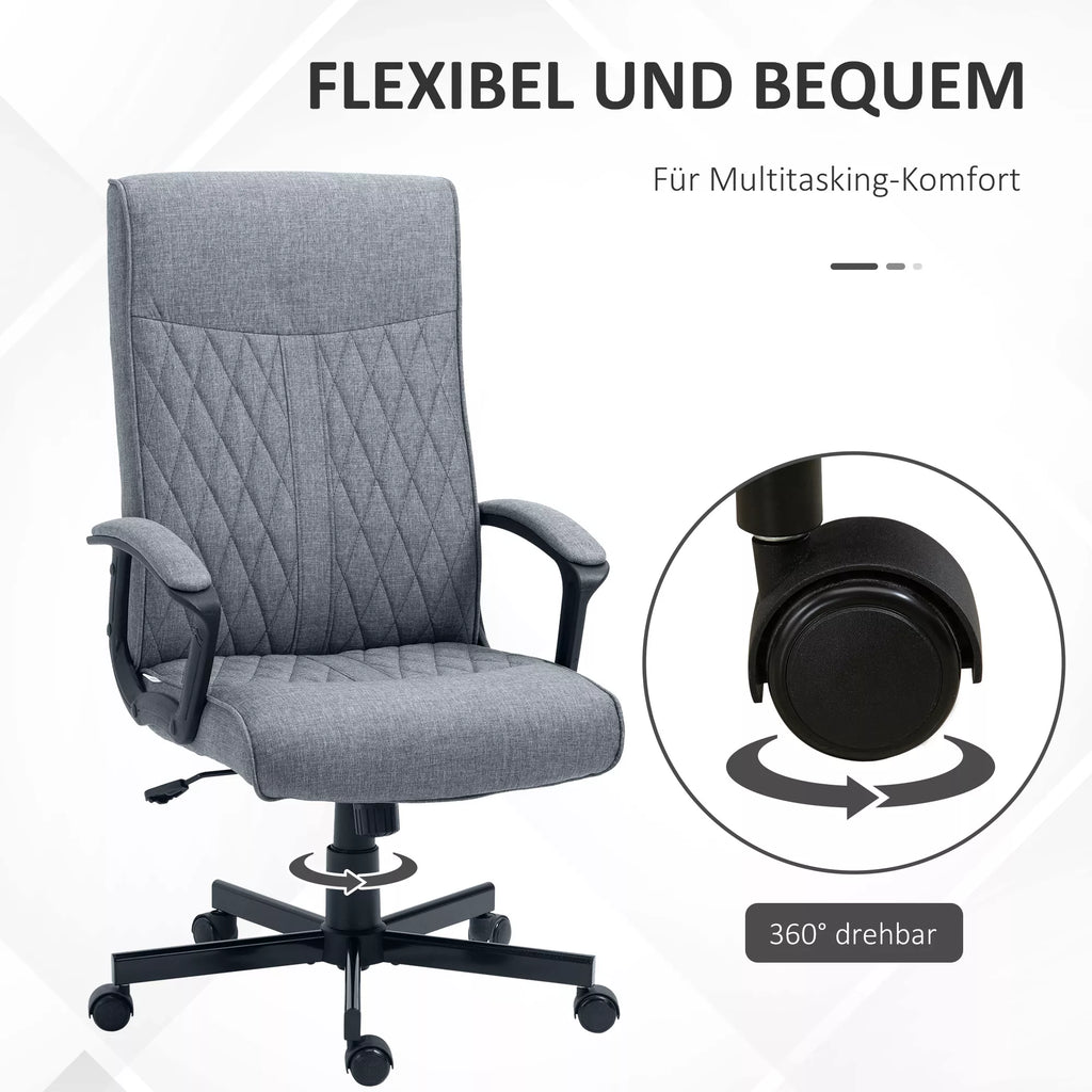 Biuro kėdė, kompiuterio kėdė, reguliuojamo aukščio, nuolydžio, ergonomiška biuro kėdė, pilka