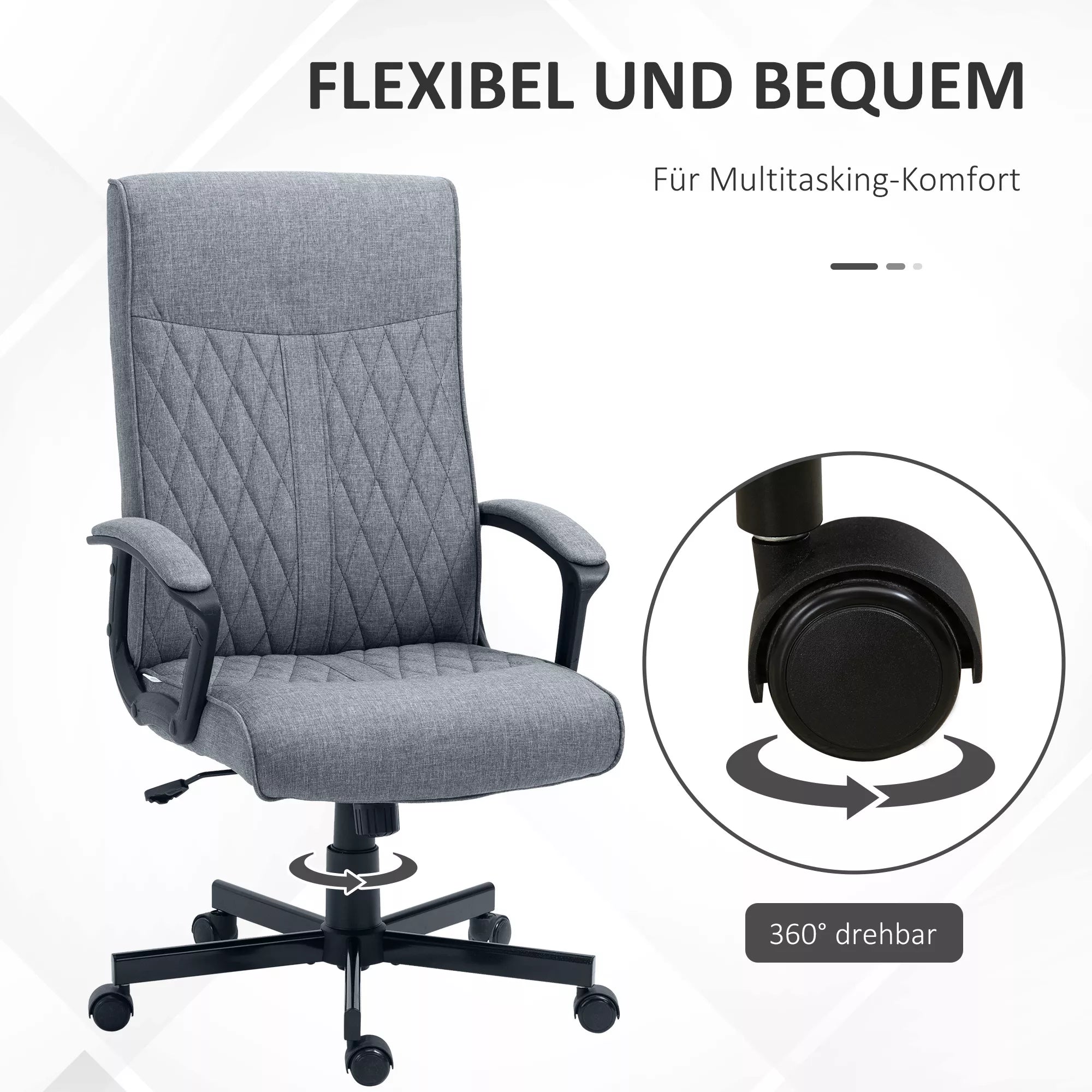 Biuro kėdė, kompiuterio kėdė, reguliuojamo aukščio, nuolydžio, ergonomiška biuro kėdė, pilka