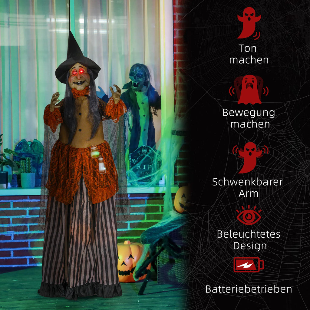 Halloweeno dekoracija raganos figūra su stebuklingų gėrimų buteliuku, 183 cm