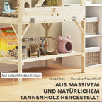 Hamsterio narvas su dviem aukštais ir lentyna 84 x 53 x 110 cm, natūralaus medžio