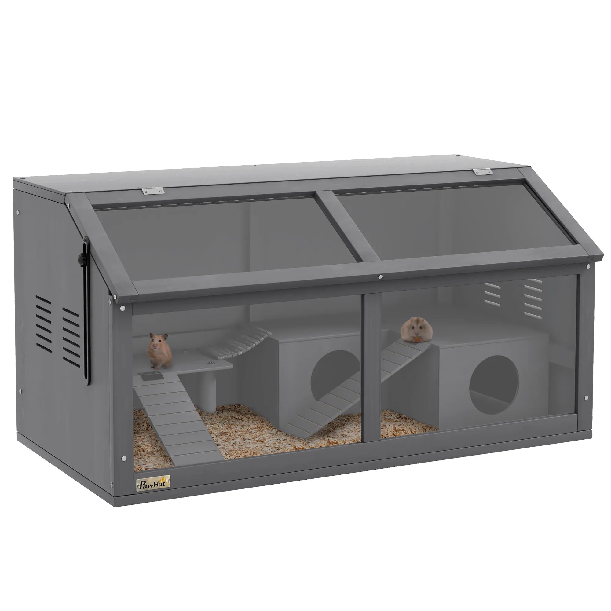 Hamsterio narvas su nameliu ir kopėčiomis 85 x 45 x 44 cm, pilkas