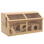 Hamsterių narvas su platforma ir nameliu, 85x45x44 cm, natūralaus medžio