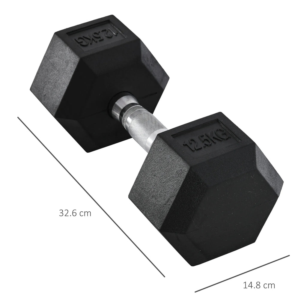 Hantel 12,5 kg neslystančia rankena, juoda