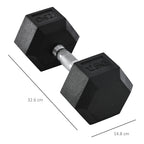 Hantel 12,5 kg neslystančia rankena, juoda