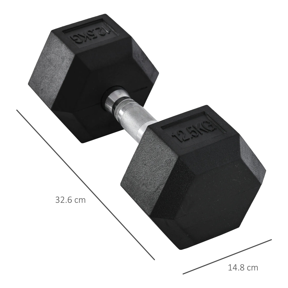 Hantel 12,5 kg neslystančia rankena, juoda