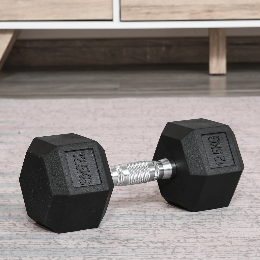 Hantel 12,5 kg neslystančia rankena, juoda
