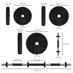 Hantelių komplektas 2-in-1, ilga ir trumpa hanteliai, 25 kg, juoda/žalia