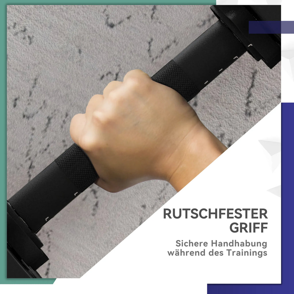 Hantelių komplektas 2-in-1, ilga ir trumpa hanteliai, 25 kg, juoda/žalia