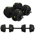 Hantelių komplektas 2-in-1, ilga ir trumpa hanteliai, 25 kg, juoda/žalia