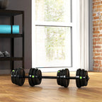 Hantelių komplektas 2-in-1, ilga ir trumpa hanteliai, 25 kg, juoda/žalia