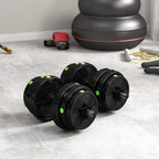 Hantelių komplektas 2-in-1, ilga ir trumpa hanteliai, 25 kg, juoda/žalia