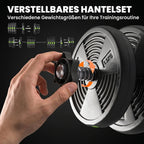 Hantelių komplektas 2-in-1, reguliuojamas, 30 kg, juodai žalias